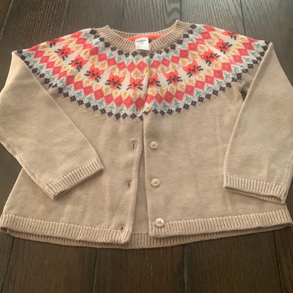 OshKosh B'gosh Other - Oshkosh sweater in tan with multi color design button front Sz 3T Preowned